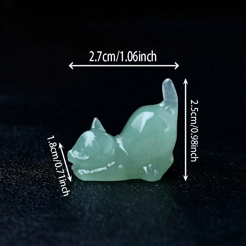 1pc Cute Lazy Cat Statue Natural Stone Crystal Carved Healing Animal Figurine Reiki Gemstone Crafts Home Decoration Lovely Gift