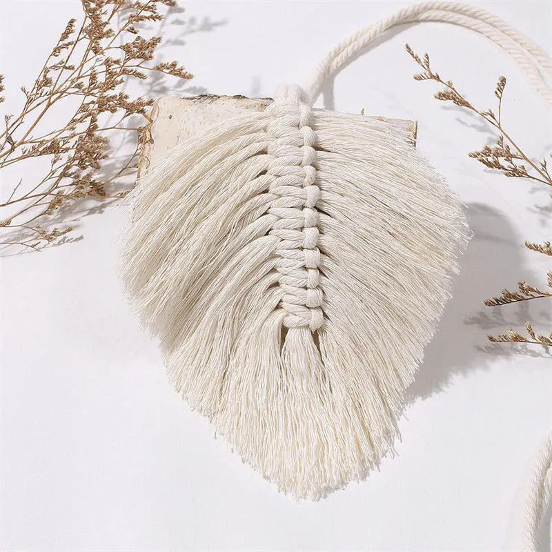 Leaf Macrame Curtain Tie backs Hand-Woven Cotton Tassel Curtain Straps Tie Decorative Accessories for Living Room Boho Decor
