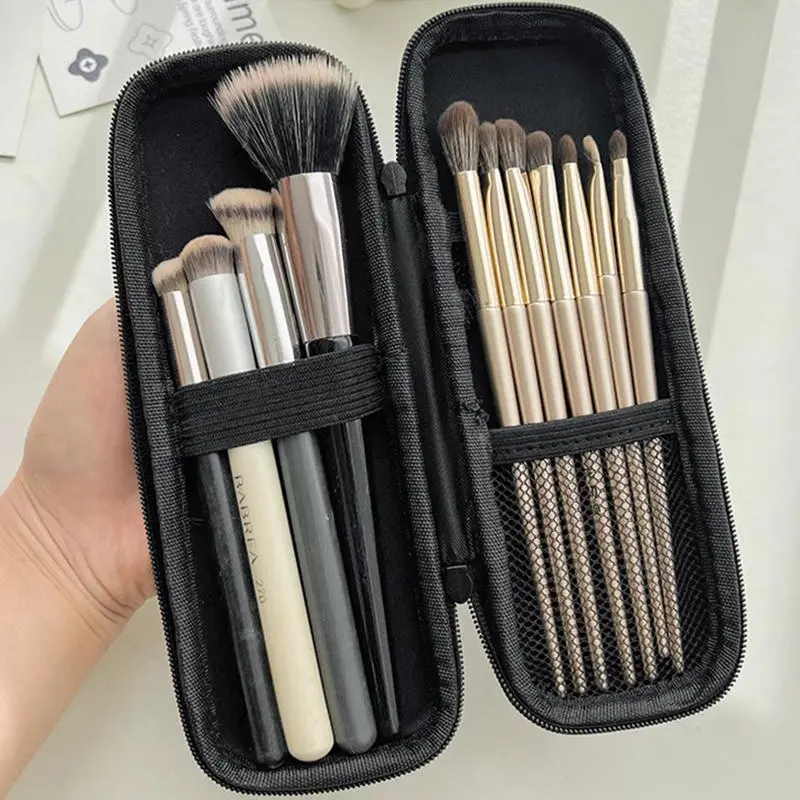 1PCS Black Small+Large Cosmetic Storage Bags Waterproof Double Zipper Makeup Brushes Case Women Bag Portable Travel Brush Holder