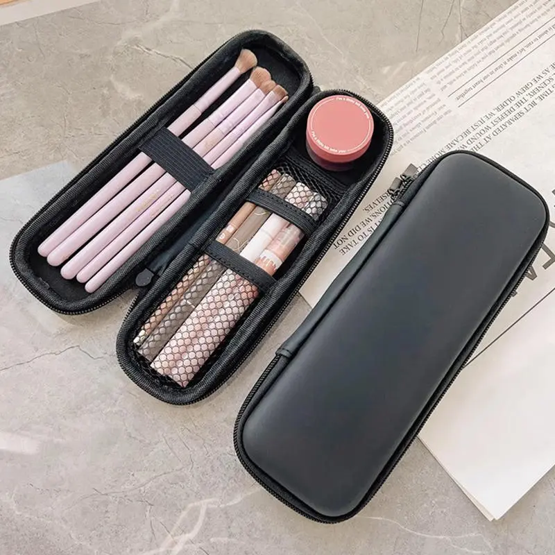 1PCS Black Small+Large Cosmetic Storage Bags Waterproof Double Zipper Makeup Brushes Case Women Bag Portable Travel Brush Holder