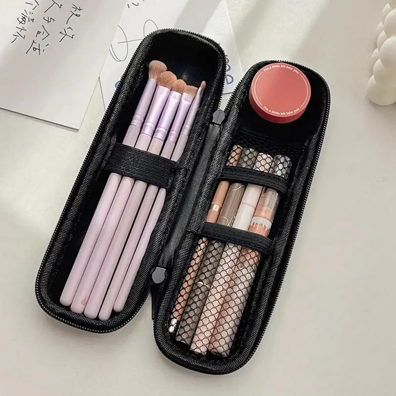 1PCS Black Small+Large Cosmetic Storage Bags Waterproof Double Zipper Makeup Brushes Case Women Bag Portable Travel Brush Holder