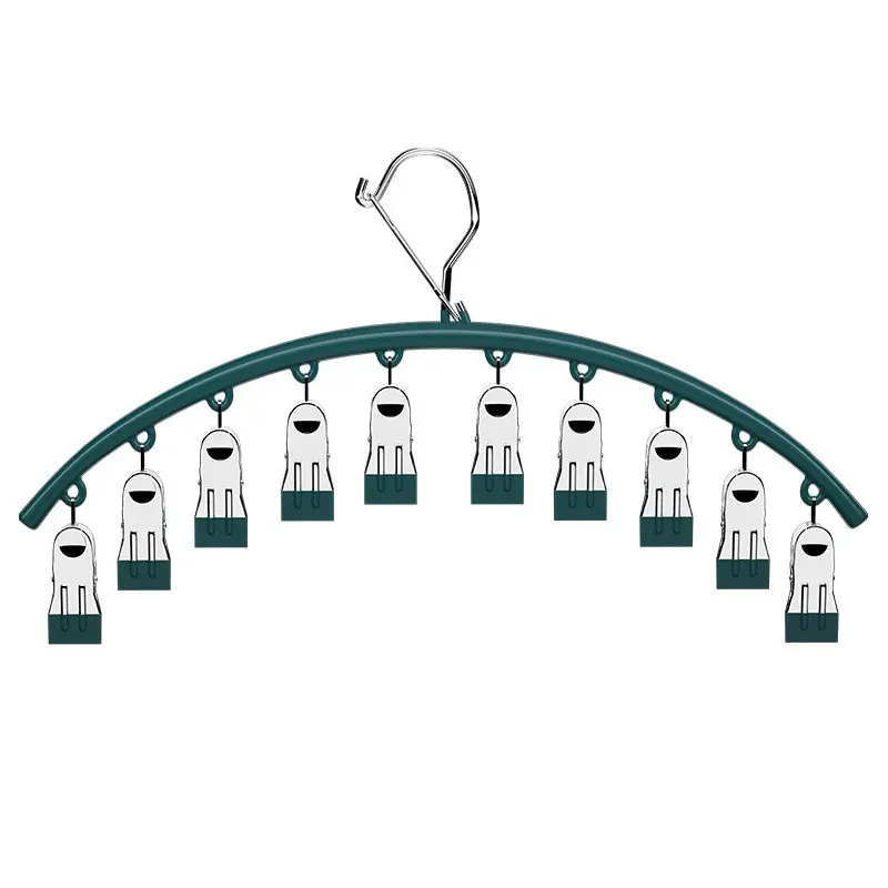 10 Clips Stainless Steel Sock Clip Pace-Saving Arc Sock Drying Rack Windproof Non-slip Clothes Rack Underwear Clip Towel Hanger