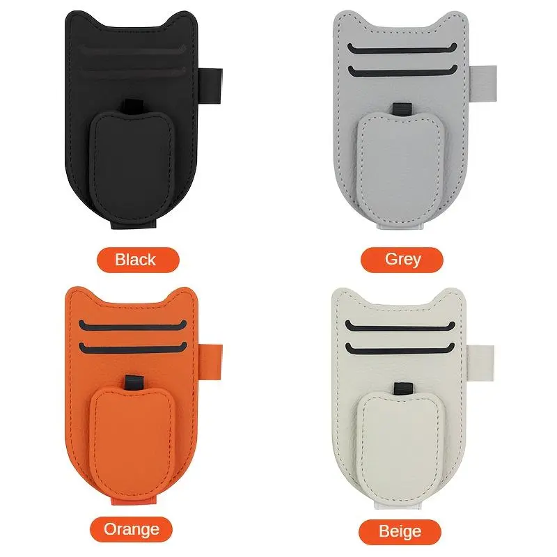 Car Sunglasses Holder Sun Visor Glasses Clip Multifunction Leather Eyeglasses Hanger Portable Ticket Card Clip Car Accessories