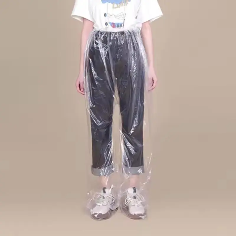 5-10Pcs Disposable Raincoat Pants Portable Splash Proof Split Raincoat Outdoor Travel Drifting Cycling Feet-wrapped Rain Pants
