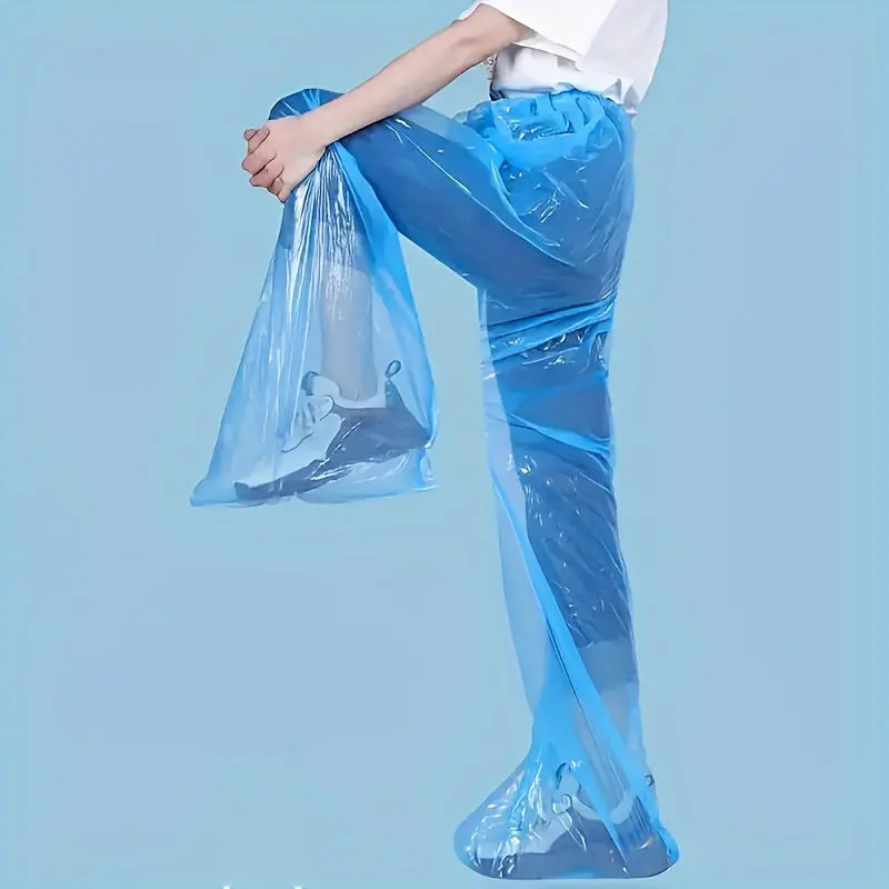 5-10Pcs Disposable Raincoat Pants Portable Splash Proof Split Raincoat Outdoor Travel Drifting Cycling Feet-wrapped Rain Pants