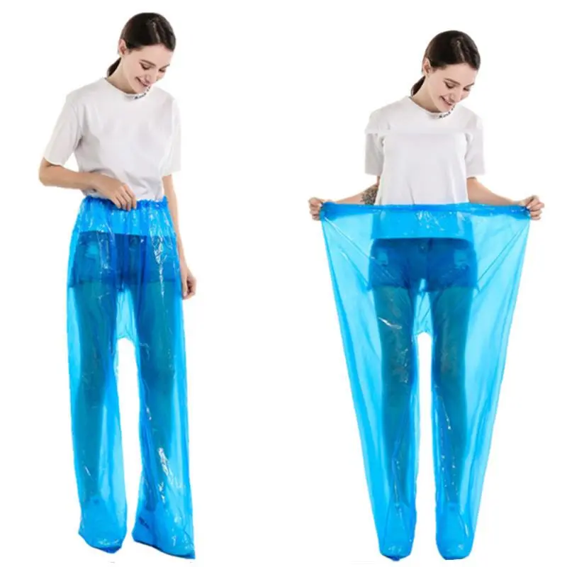 5-10Pcs Disposable Raincoat Pants Portable Splash Proof Split Raincoat Outdoor Travel Drifting Cycling Feet-wrapped Rain Pants
