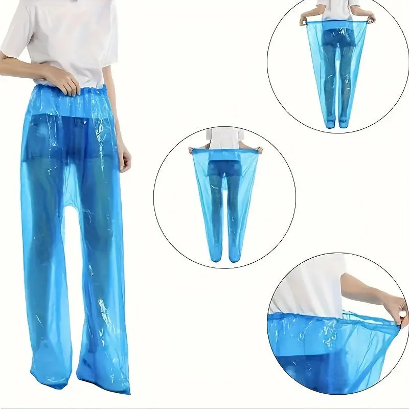 5-10Pcs Disposable Raincoat Pants Portable Splash Proof Split Raincoat Outdoor Travel Drifting Cycling Feet-wrapped Rain Pants