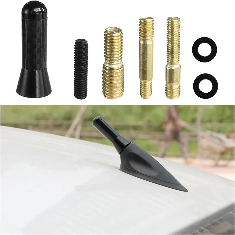 1 Set Brand New Fiber Screw Metal Short Stubby Mast Antenna Car Styling Roof Antenna Enhanced Signal For Benz Car Accessories