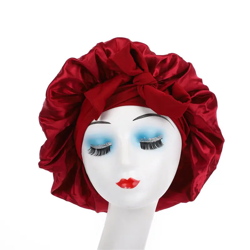 Sleeping Hat Women Satin Solid Night Sleep Cap Hair Care Bonnet Nightcap For Women Men Unisex Cap Bonnet De Nuit Shower Turban