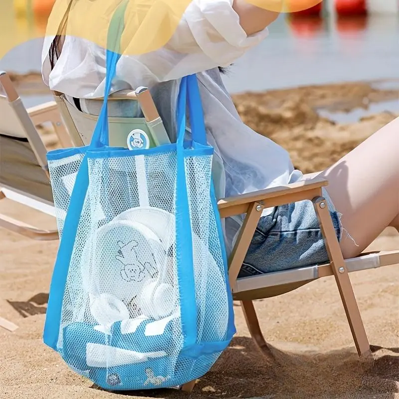 1Pcs Picnic Beach Bag Women Mesh Transparent Swim Storage High Capacity Shopping Bags Tote Women Cosmetic Makeup Organizer