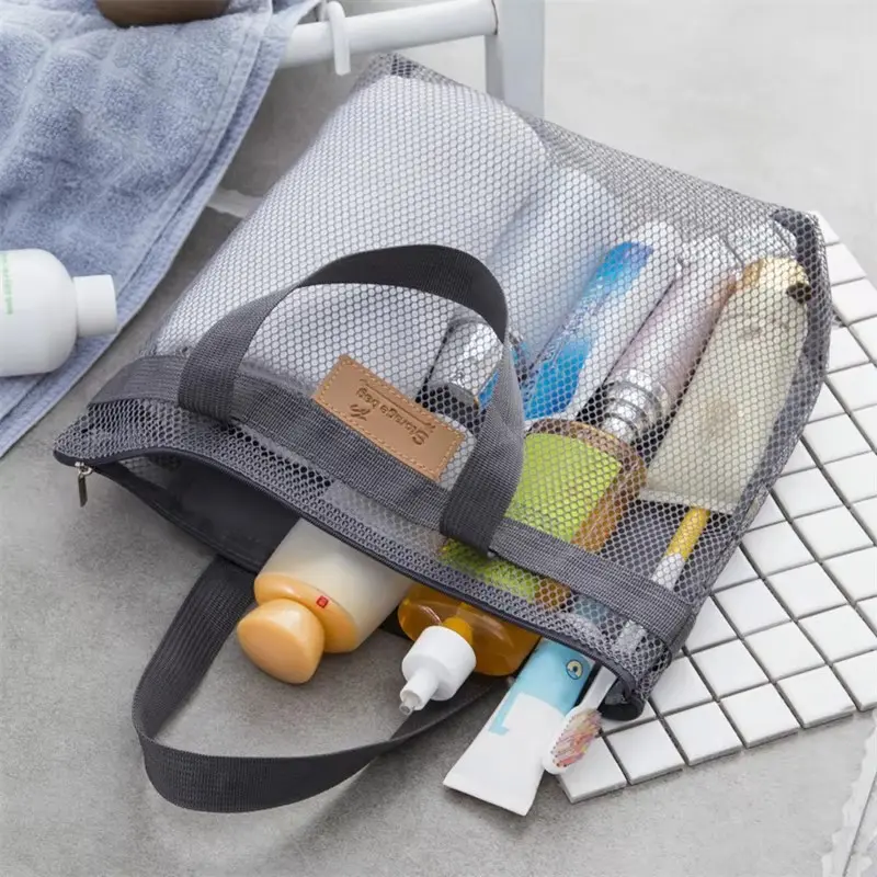 Hot Sale Large Capacity Mesh Wash Bag Large Capacity Shopping Bag Totes Shoulder Bag Foldable Portable Beach Handbags