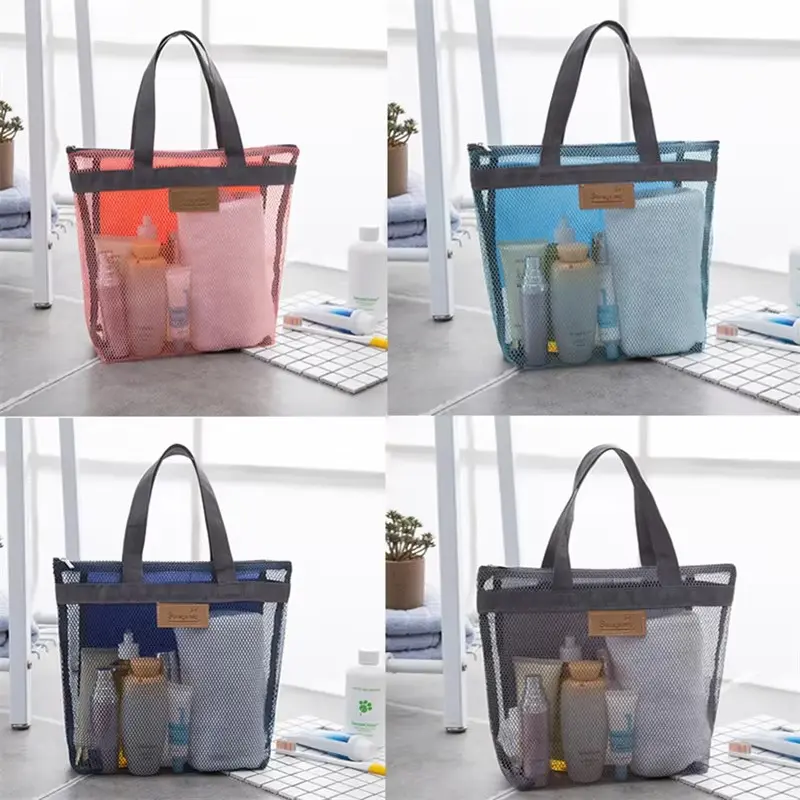 Hot Sale Large Capacity Mesh Wash Bag Large Capacity Shopping Bag Totes Shoulder Bag Foldable Portable Beach Handbags