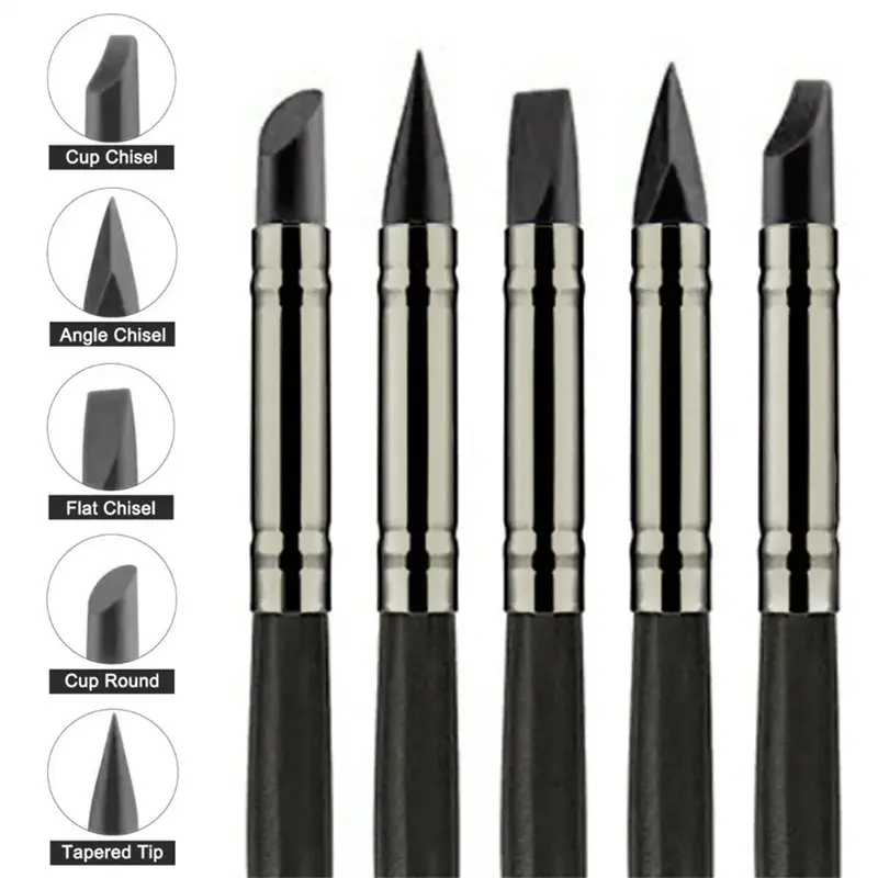 5PCS Silicone Clay Sculpting Tool For Brush Modeling Dotting Nail Art Pottery Clay Tool New DIY Carving Sculpting Tools