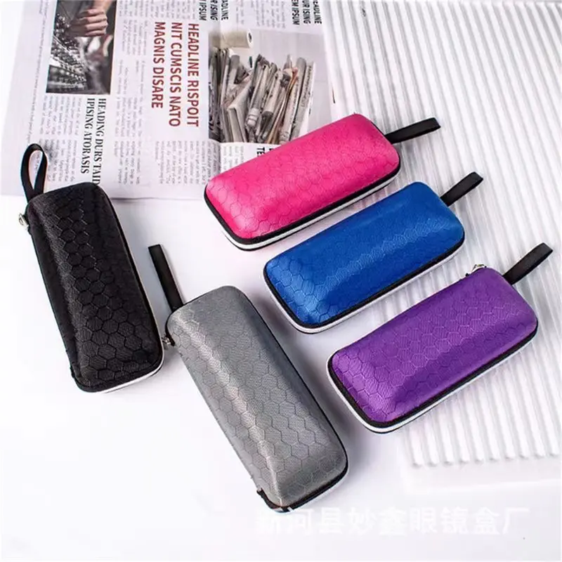 New Honeycomb Zipper Glasses Case portable Sunglasses Case Zipper Bag Hard Eye Glasses Case Glasses storage box