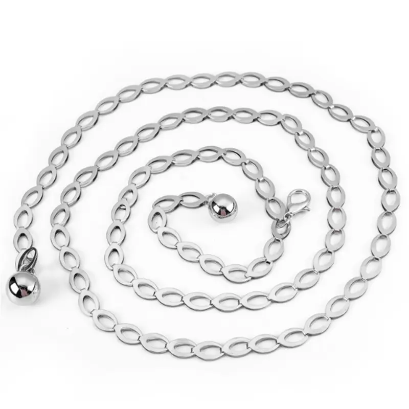 Women Fashion Belts Luxury Designer Belt Retro Silver Carved Hollow Out Chain Belt for Women Elegant Round Metal Women Belt