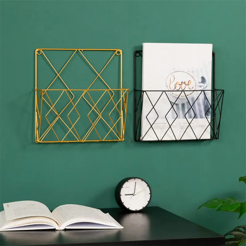Metal Wall Mounted Magazines Newspaper Storage Rack for Home Office Books Newspapers Files Folder Desktop Tabletop Display Stand