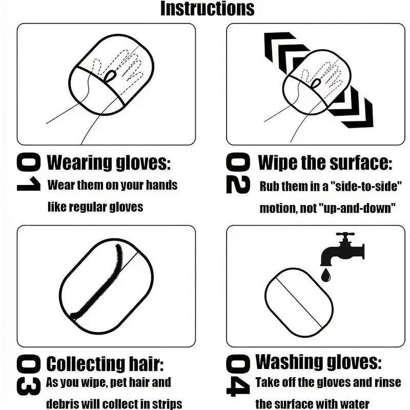 Pet Hair and Yarn Gloves for Cleaning Cat Hair Double Brush Design Can Be Reused