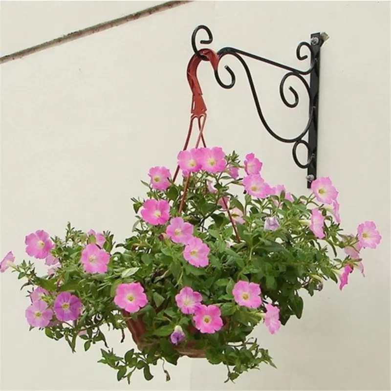 1Pc Hanging Plants Bracket Wall Hanging Metal Iron Hanging Hook Bracket Hook Flowerpot Plant Holder Hanger Garden Outdoor Decor