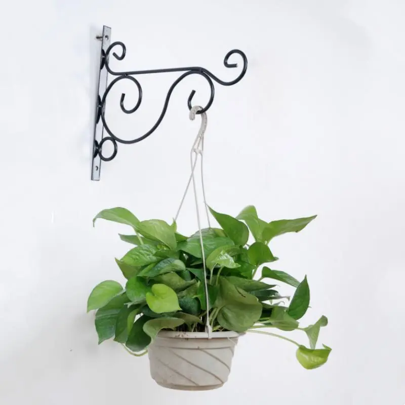 1Pc Hanging Plants Bracket Wall Hanging Metal Iron Hanging Hook Bracket Hook Flowerpot Plant Holder Hanger Garden Outdoor Decor