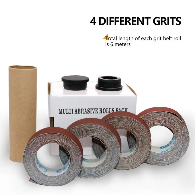 4/5/6 Roll Grits Sandpaper 6M Dry Grinding Emery Sanding Belt 20ft Abrasive Paper Pack with Dispenser Cloth for Metal Polishing