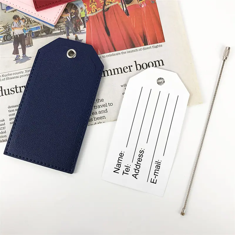 Women Men Luggage Tags for Suitcases Travel Accessories Fashion Solid Color PU Leather Suitcase Bag Label Tag Name ID Address