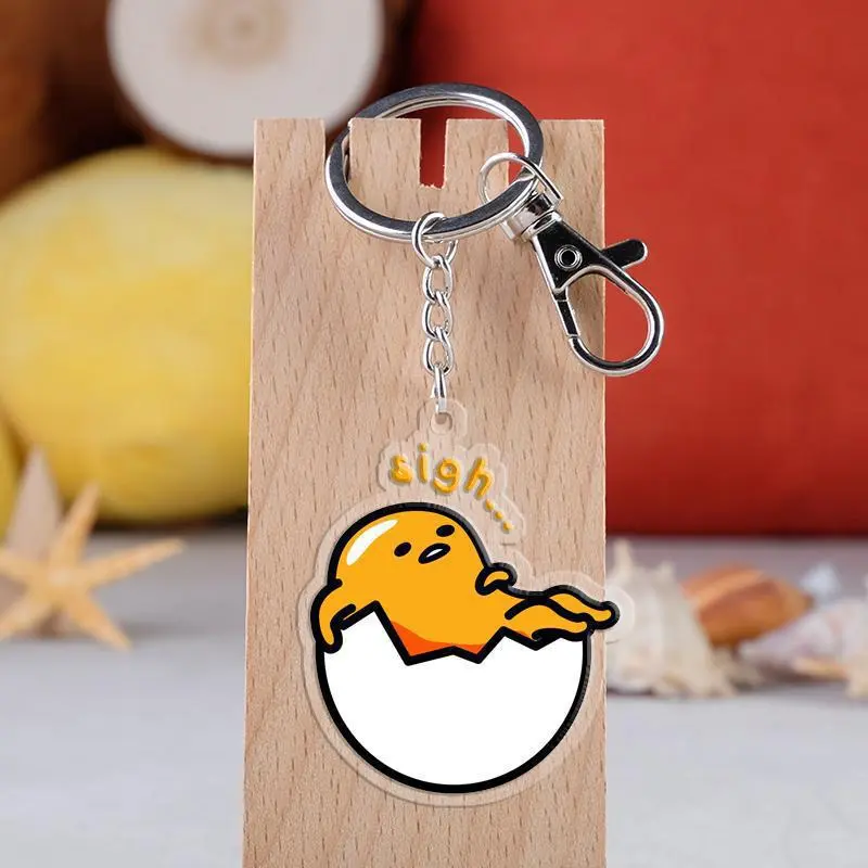 Sanrio Gudetama Keychain Cartoon Acrylic Schoolbag Pendant Keyring Fashion Car Key Chains Jewelry Gift Decoration Accessories