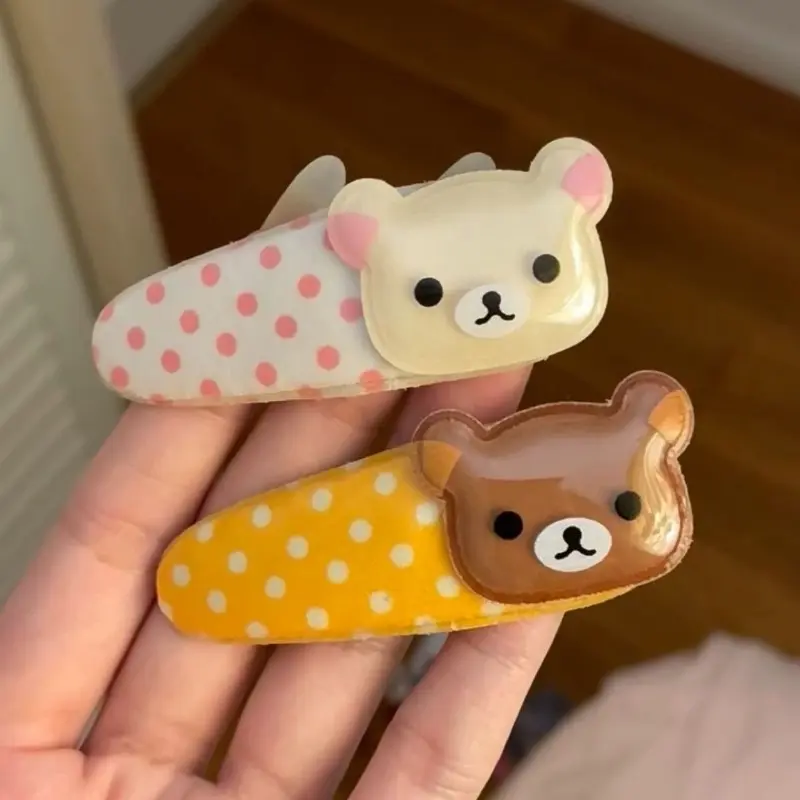 Rilakkuma Girls Cute Hairpin Women Fashion Hair Accessories Cartoon Anime Derivative Peripherals Headdress Birthday Party Gifts