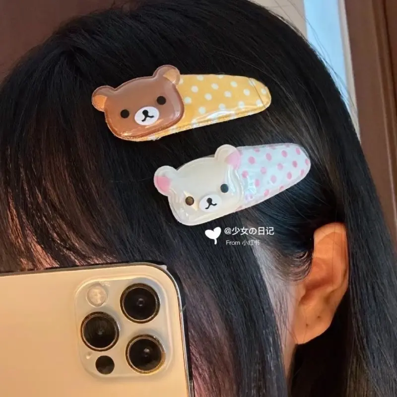 Rilakkuma Girls Cute Hairpin Women Fashion Hair Accessories Cartoon Anime Derivative Peripherals Headdress Birthday Party Gifts