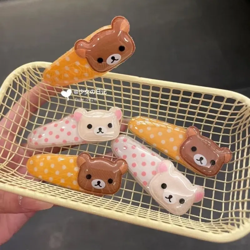 Rilakkuma Girls Cute Hairpin Women Fashion Hair Accessories Cartoon Anime Derivative Peripherals Headdress Birthday Party Gifts
