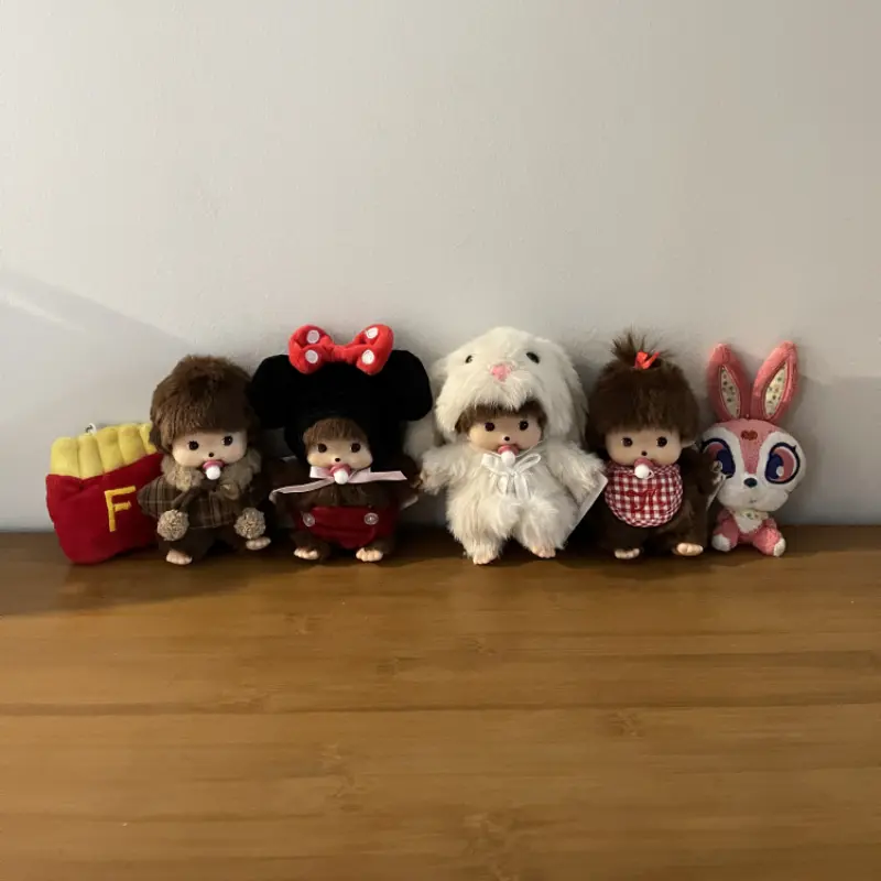 In Stock 15cm Mongon Monkey Kawaii Doll Keychain Bag Pendants Toy Hand Puppet Decompression Children Cute Gift Decoration Gift