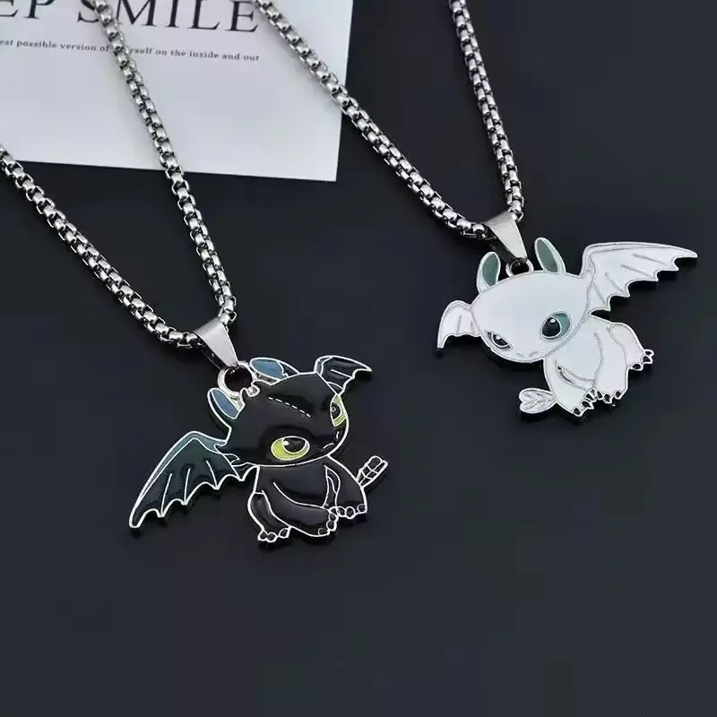Anime Kawaii Toothless Necklace for Adult Children Fashion Jewelry Accessories Light Night Fury Cute Pendant Cartoon Necklaces