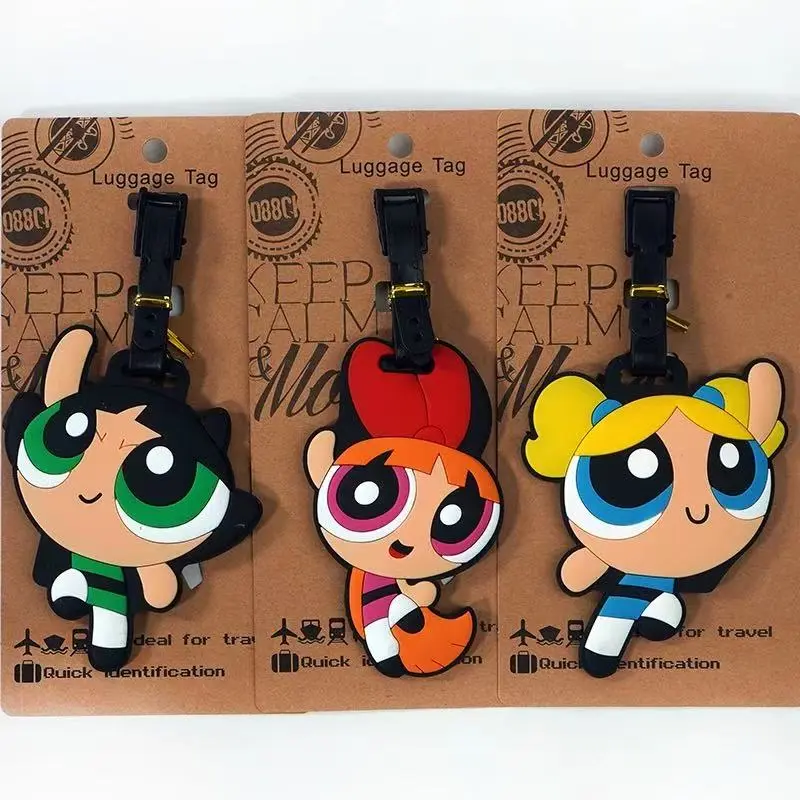Powerpuff Girls Cartoon Travel Accessories Luggage Tag Silica Gel Suitcase ID Addres Holder Baggage Boarding Tag Portable Label