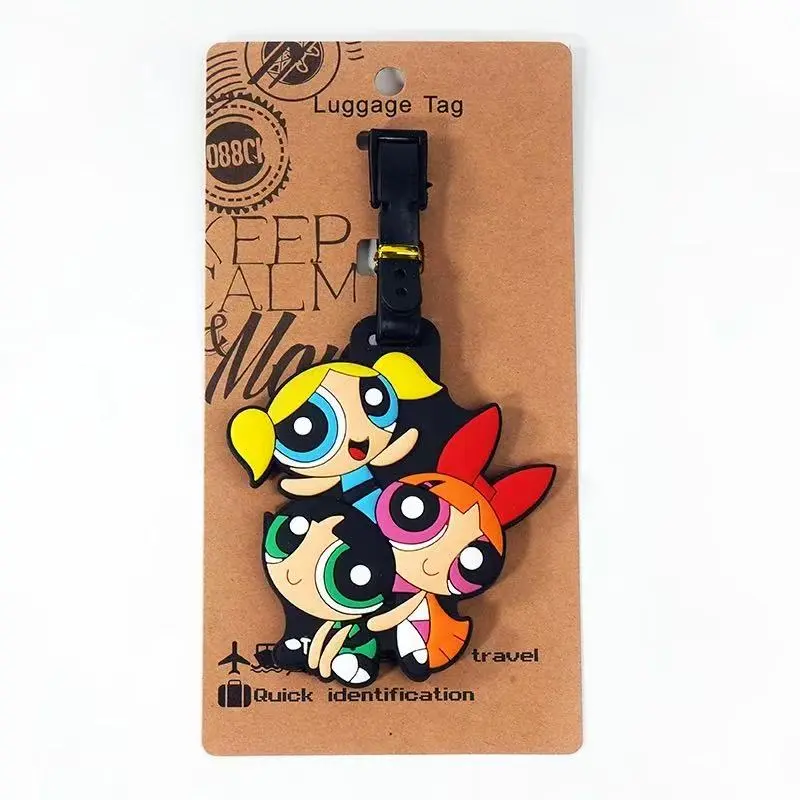 Powerpuff Girls Cartoon Travel Accessories Luggage Tag Silica Gel Suitcase ID Addres Holder Baggage Boarding Tag Portable Label
