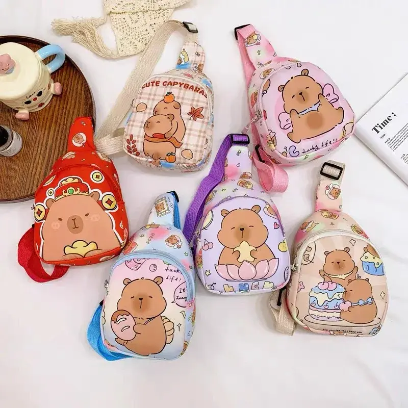 Capybara Backpack Cute Doll Stuffed Bag Multifunctional Storage Bag Capybara Chest Bags Home Decoration Shoulder Messenger Bags