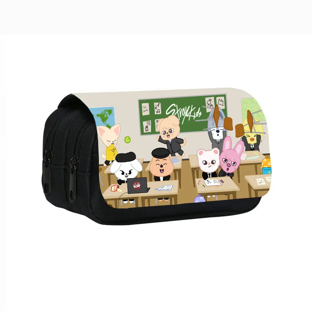 SKZOO printed double-layer pen case student stationery bag papelería divertida