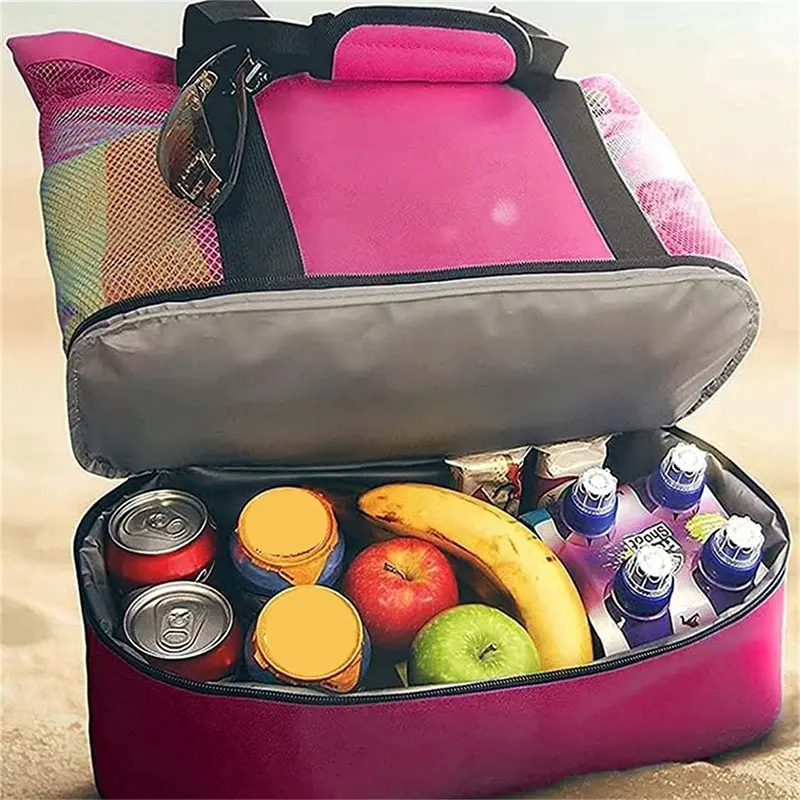 Heat Preservation Picnic Beach Bag Women Mesh Transparent Double-layer Swim Storage High Capacity Shopping Waterproof Bags Tote