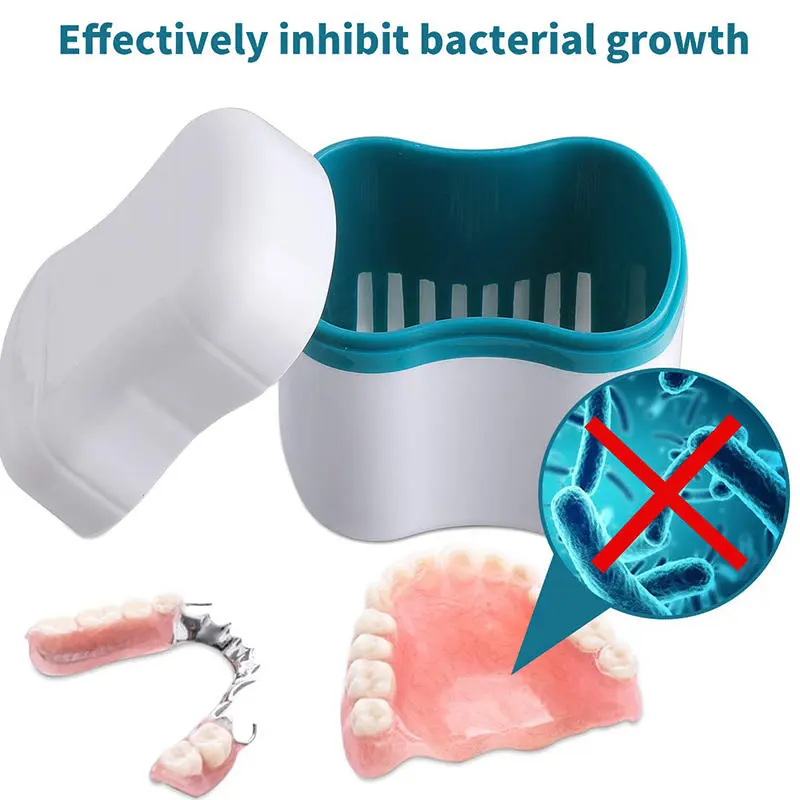 Denture Box Bathroom Denture Cup False Tooth Holder Mouthguard Cleaning Container Dental Retainer Organizer Storage Case