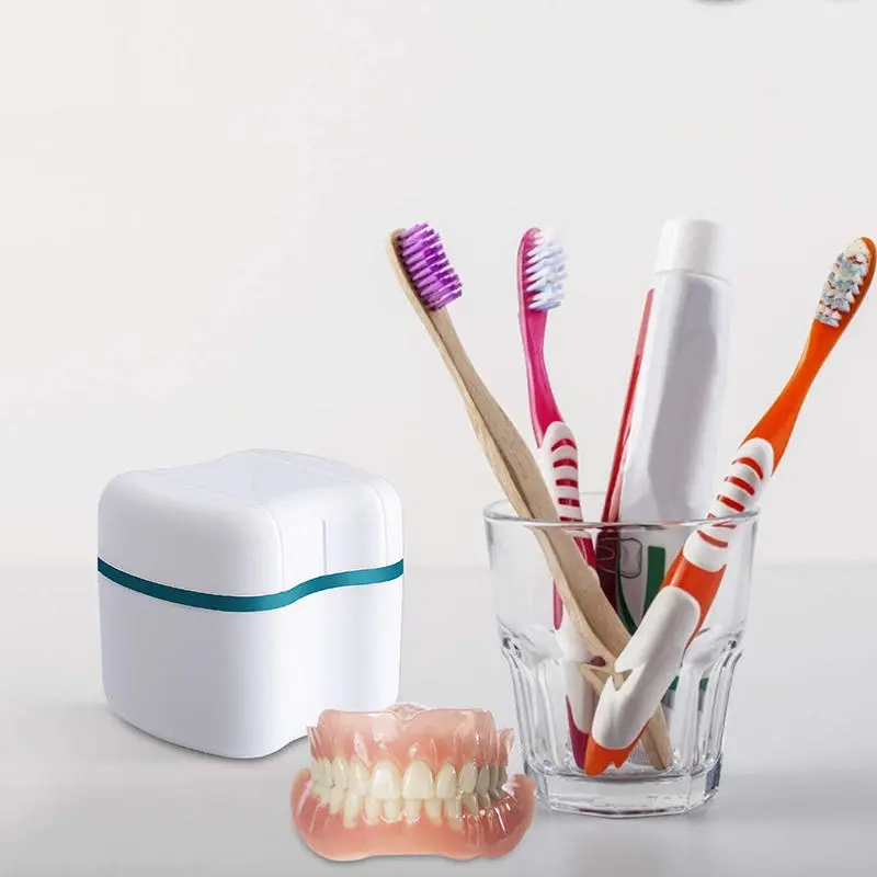 Denture Box Bathroom Denture Cup False Tooth Holder Mouthguard Cleaning Container Dental Retainer Organizer Storage Case