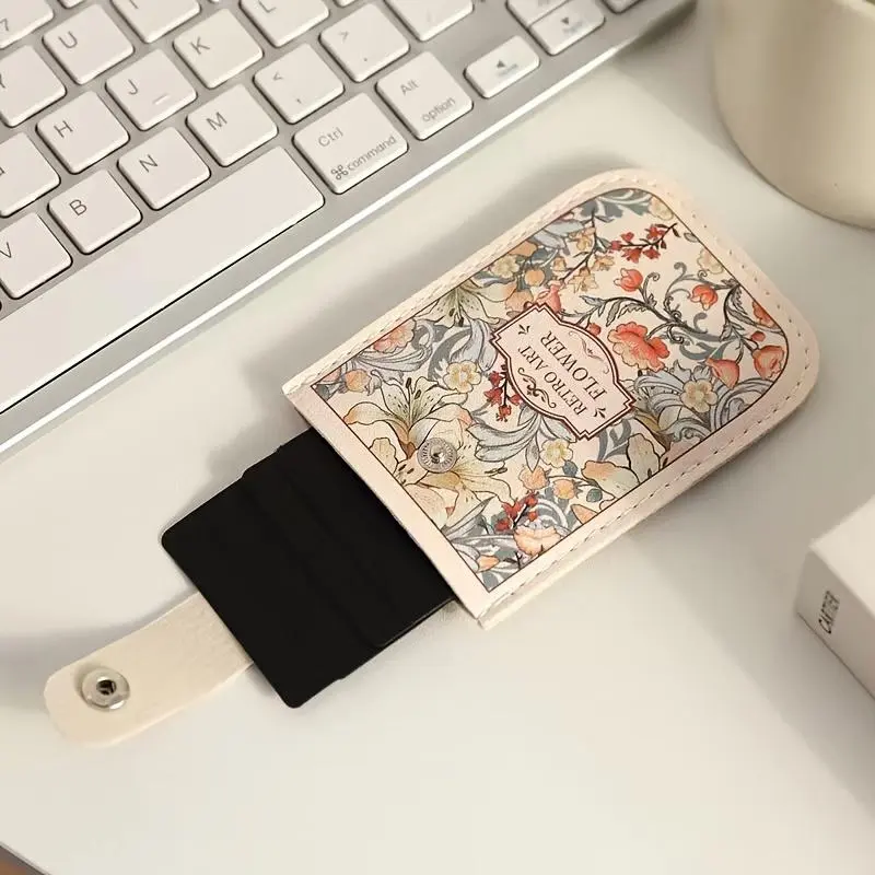 Creative Card Pockets PU Leather Mini Wallets RFID Blocking ID Card Holder Laminated Concealed Pull-out Business Card Case