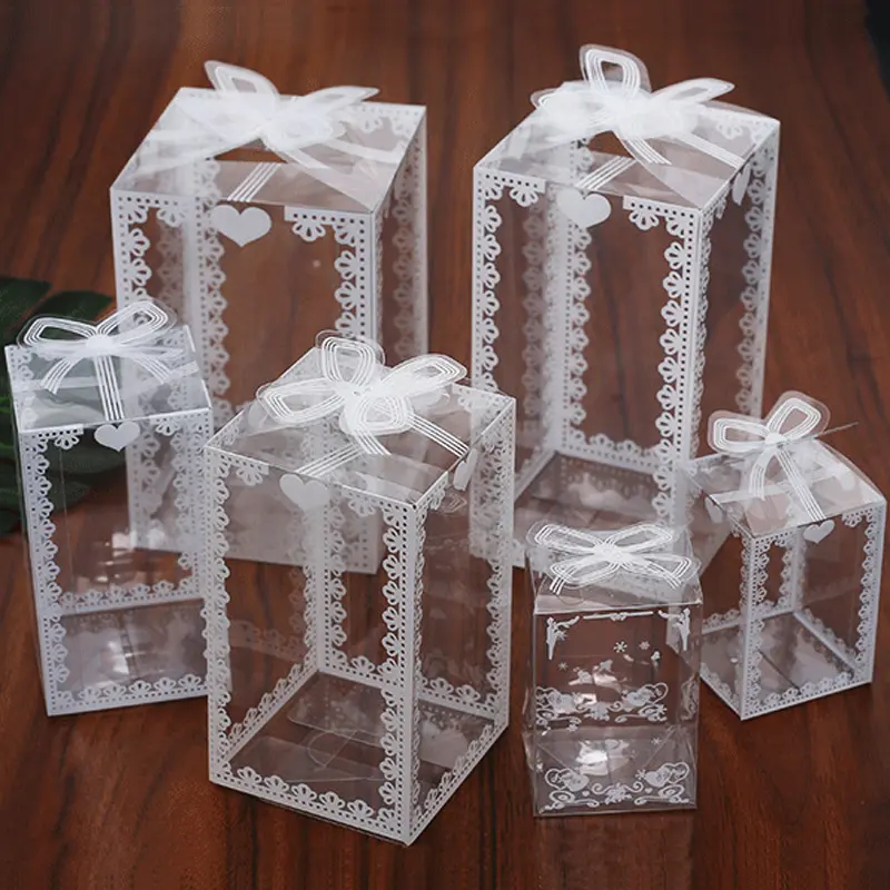 20pcs Transparent Gift Box PVC Plastic Clear Packaging Box for Wedding Baby Shower Party Favor Present Chocolate Candy Cake Box