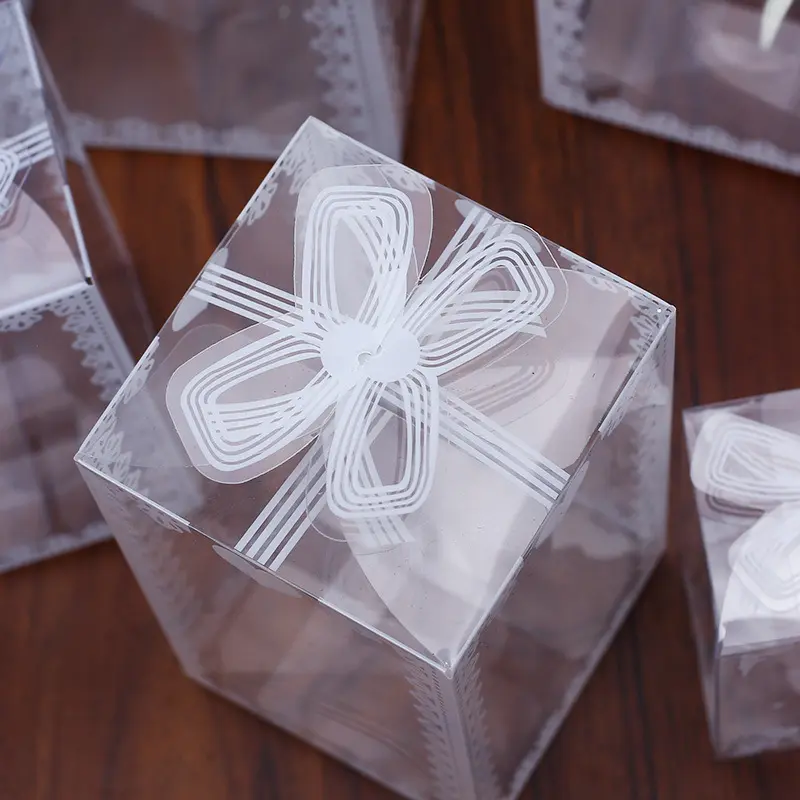 20pcs Transparent Gift Box PVC Plastic Clear Packaging Box for Wedding Baby Shower Party Favor Present Chocolate Candy Cake Box