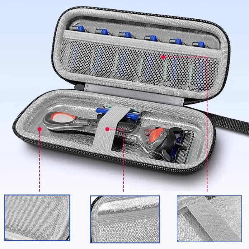 Male Shaver Storage Box Waterproof EVA Razor Travel Case Mesh Pocket Shaver Bag Protective Case Shaver Zipper Travel Box