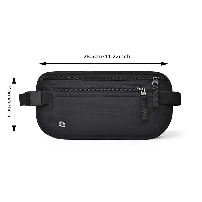 Travel Waist Bag Money Belt Slim Passport Holder RFID Blocking Travel Invisible Pouch Protect Cash Credit Cards Travel Documents