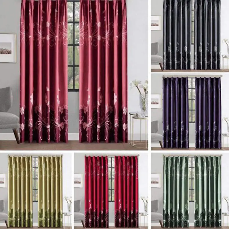 1pc Thickened Full Blackout Blue Curtains Fresh Countryside Living Room Bedroom Insulation Light blocking Simple Sunshade Cloth