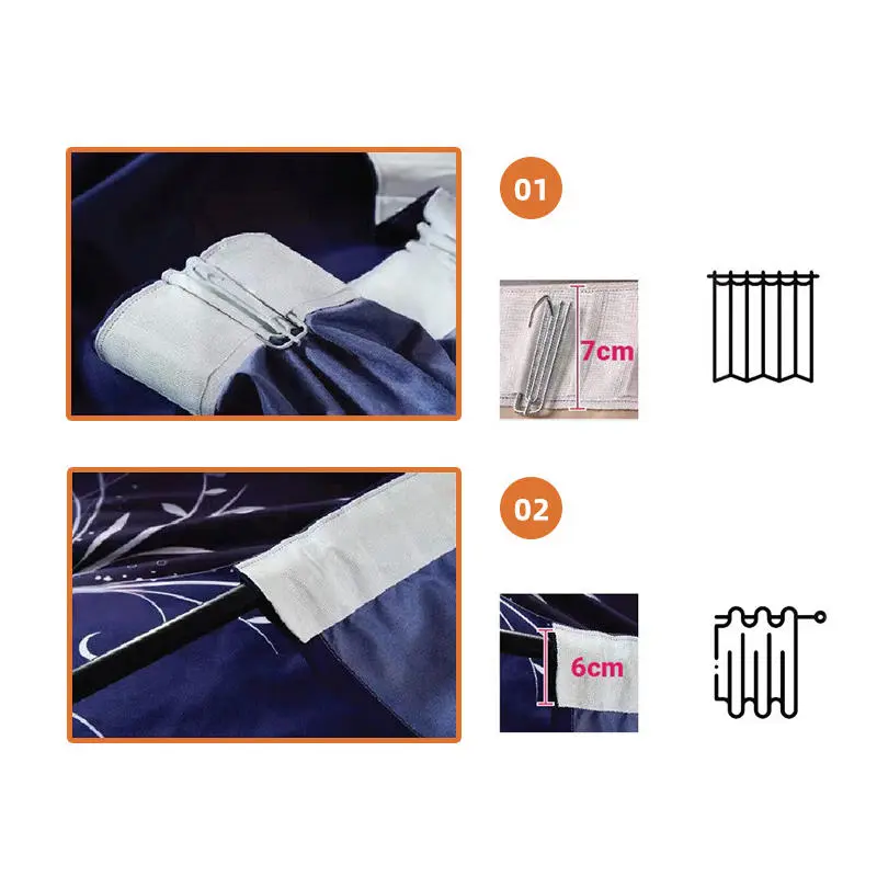 1pc Thickened Full Blackout Blue Curtains Fresh Countryside Living Room Bedroom Insulation Light blocking Simple Sunshade Cloth