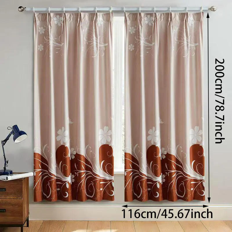 1pc Thickened Full Blackout Blue Curtains Fresh Countryside Living Room Bedroom Insulation Light blocking Simple Sunshade Cloth
