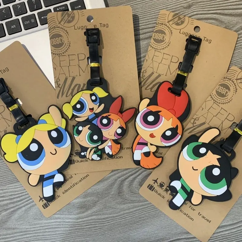 Powerpuff Girls Cartoon Travel Accessories Luggage Tag Silica Gel Suitcase ID Addres Holder Baggage Boarding Tag Portable Label