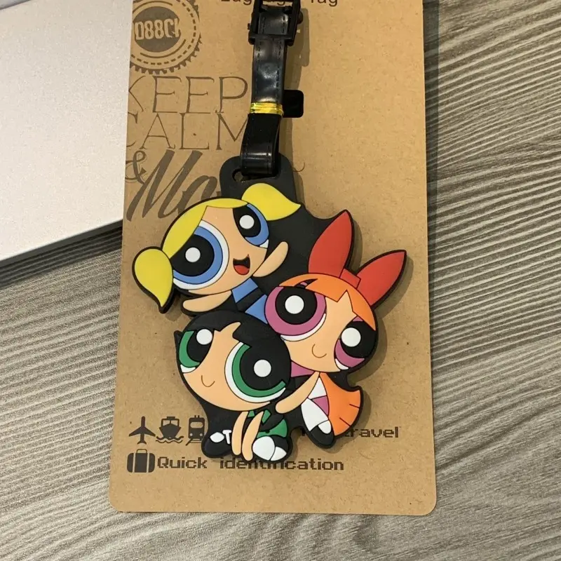 Powerpuff Girls Cartoon Travel Accessories Luggage Tag Silica Gel Suitcase ID Addres Holder Baggage Boarding Tag Portable Label