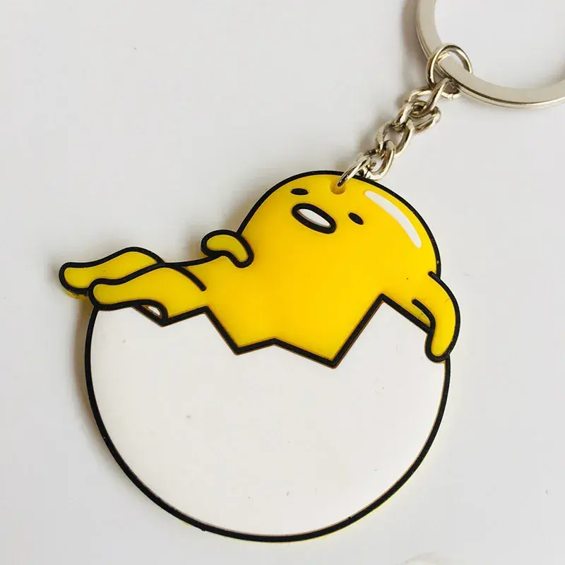 Sanrio Gudetama Anime Key Chain Mobile Phone Chain Keyring Student Gift Funny Egg Bag Pendant Lanyard Cartoon Keychain Toy Decor