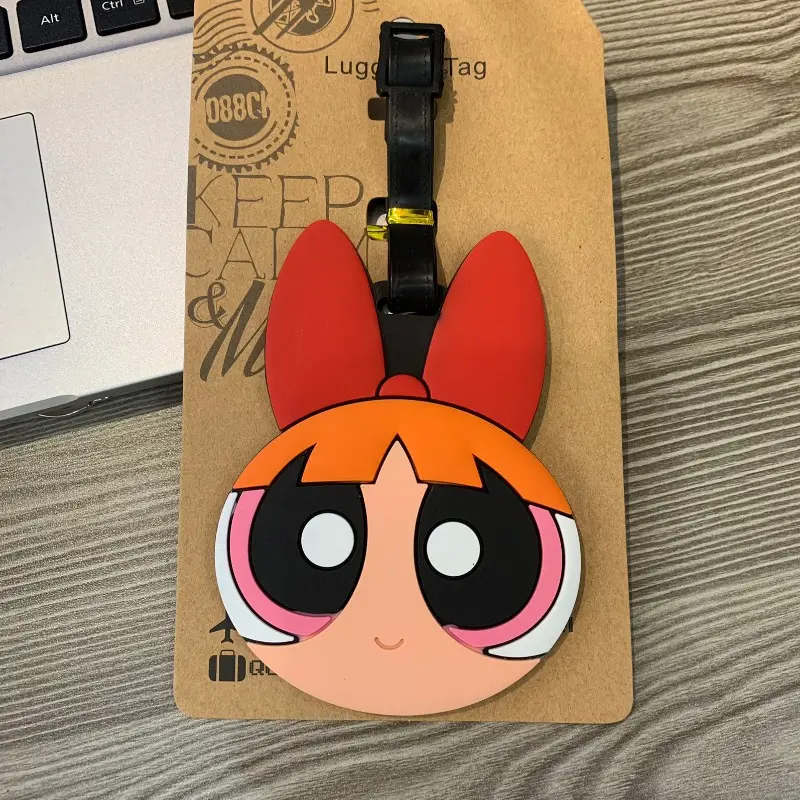 Powerpuff Girls Cartoon Travel Accessories Luggage Tag Silica Gel Suitcase ID Addres Holder Baggage Boarding Tag Portable Label